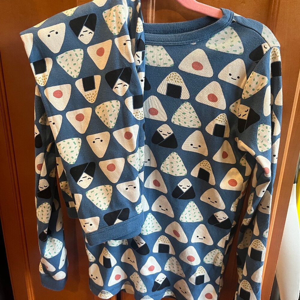 Tea Collection Pajamas Size 12 Blue Sushi/Onigiri Print